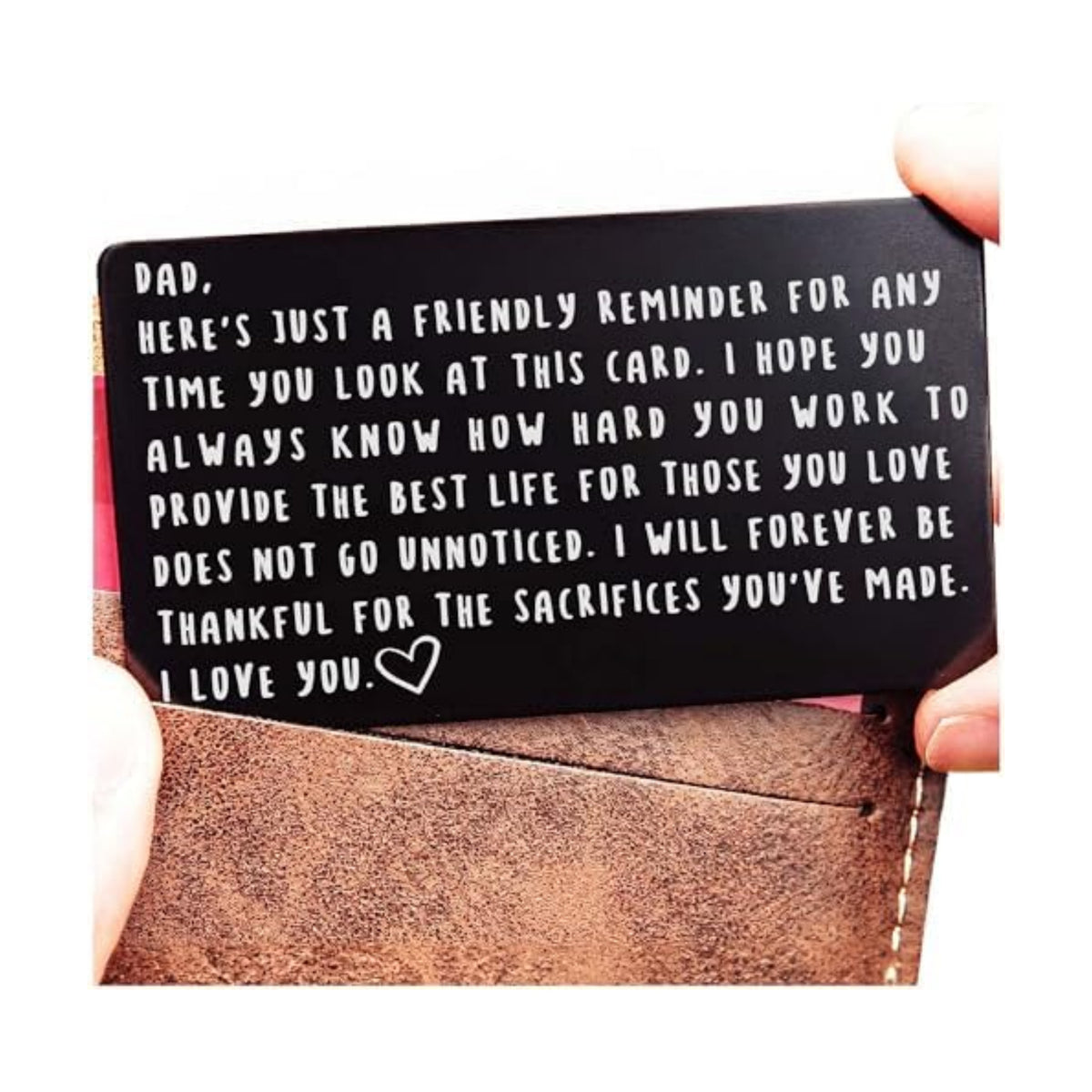 Red Dot Laser Engraving Wallet Card for Dad – Father's Day from Son or Daughter for the Best Dad Ever - Voted Most Meaningful and Unique Gift for Fathers - Gift Ready, Engraved