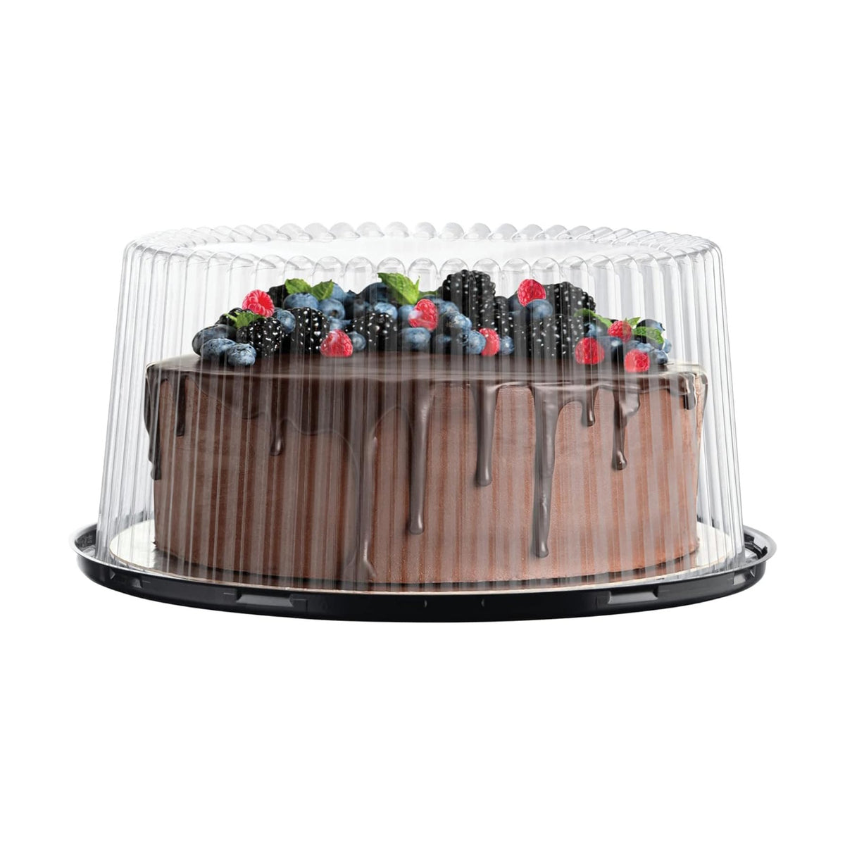 11-12" Cake Containers Carriers Plastic Disposable Carriers with Dome Lids and Cake Boards - 5 Round Cake Carriers for Transport | Clear Bundt Cake Boxes Cover(Large)