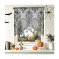 ZeeDix 2 Pcs Halloween Lace Curtains Black Skull Tassel Window Door Curtain
