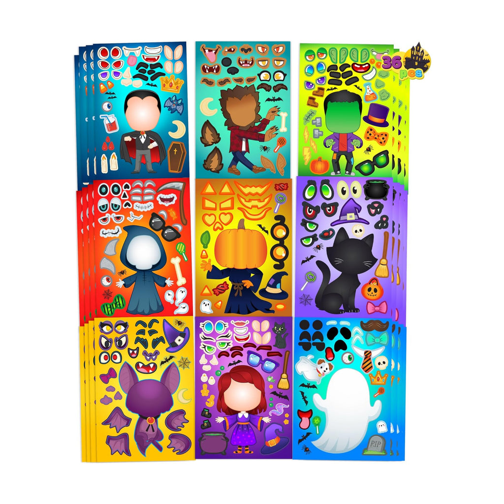 JOYIN 36 PCS Halloween Craft Stickers for Kids Party Favor, Make a Face Stickers with Designs Witch Vampire, DIY Craft Supplies for Halloween Party Game Classroom Activities Gift Goodies