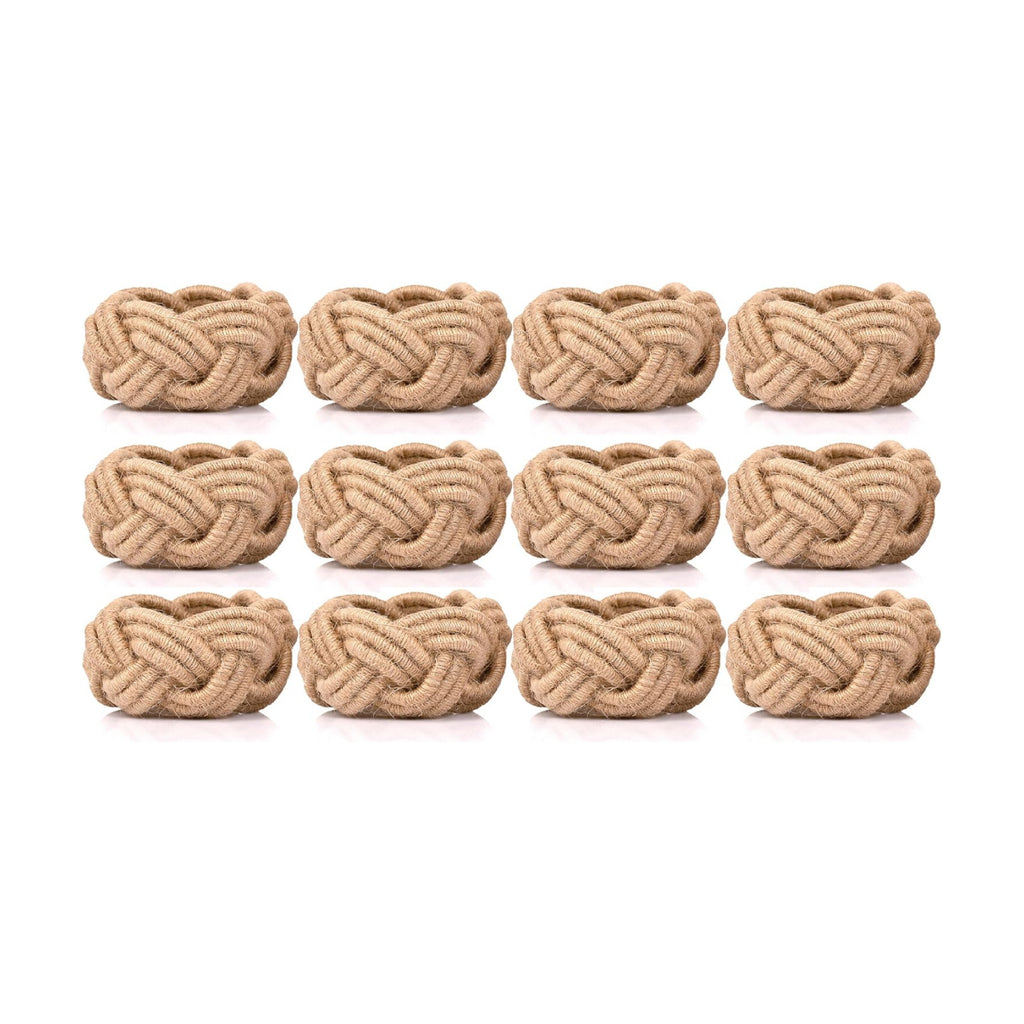 Alpha Living Home Jute Woven Napkin Rings, Nautical, Brown, Set of 12