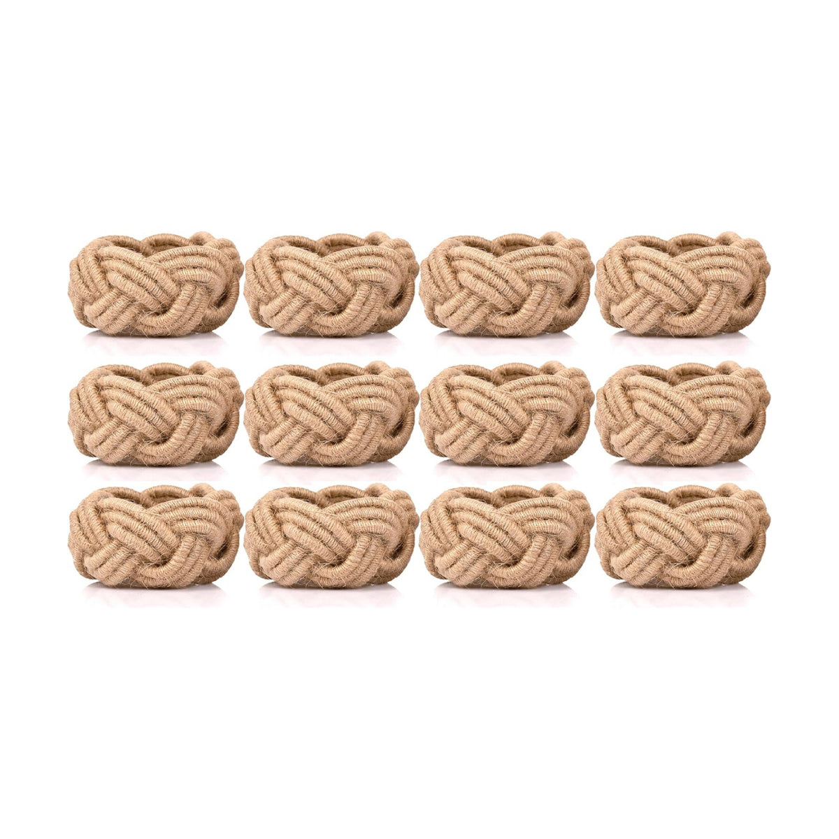 Alpha Living Home Jute Woven Napkin Rings, Nautical, Brown, Set of 12
