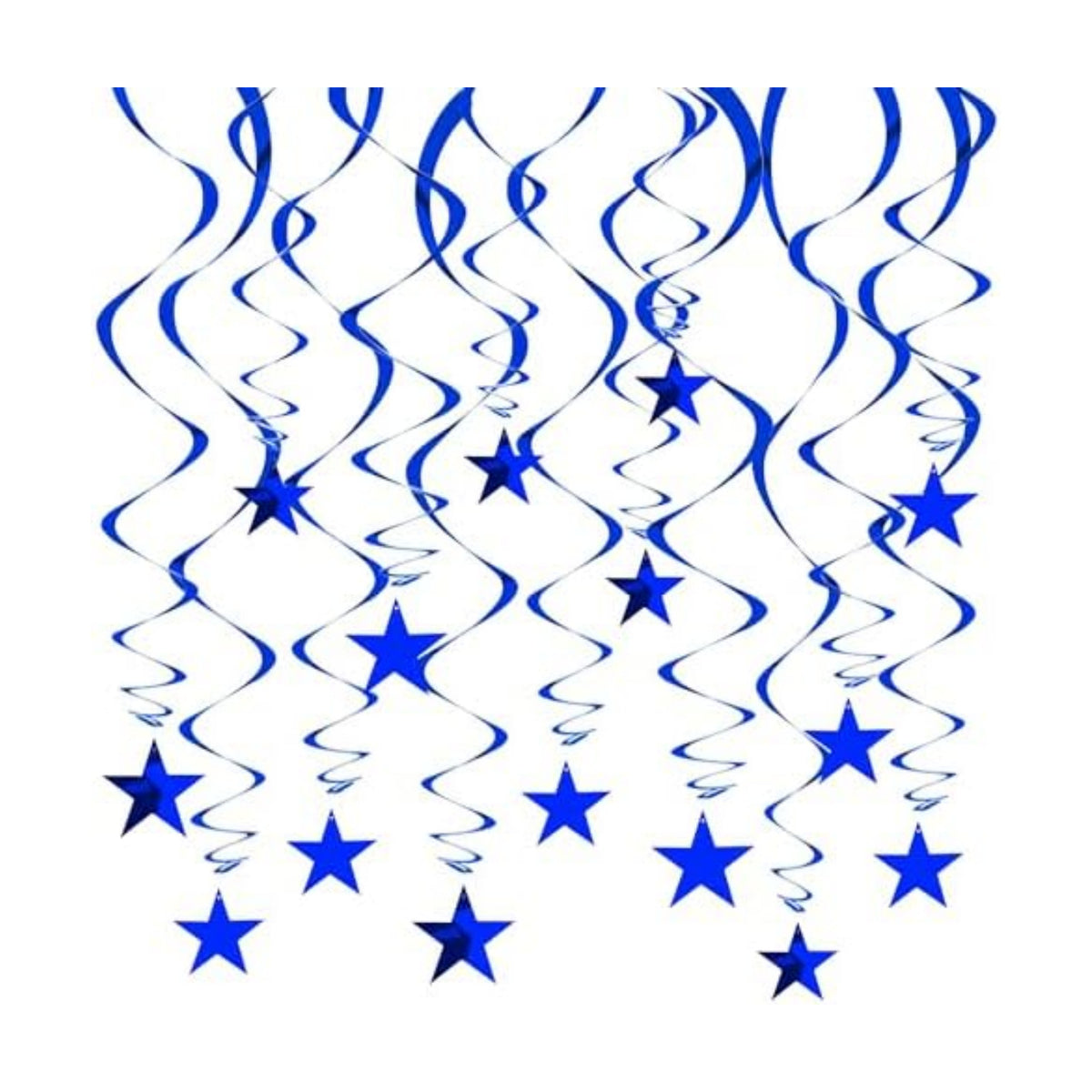 BEISHIDA Blue Star Hanging Swirl Decorations,Hanging Gold Party Supplies for Graduation Wedding Baby Shower Decorations,Pack of 15
