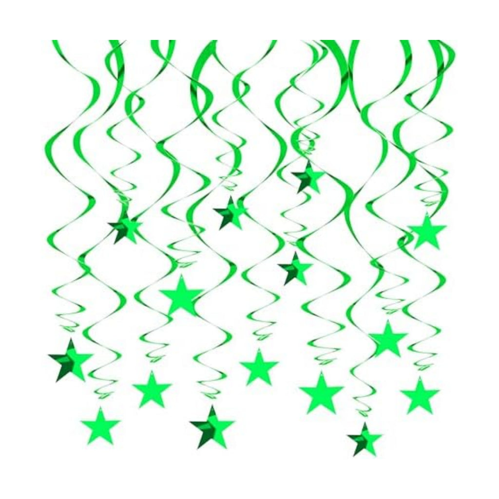 BEISHIDA Green Star Hanging Swirl Decorations,Hanging Gold Party Supplies for Graduation Wedding Baby Shower Decorations,Pack of 15