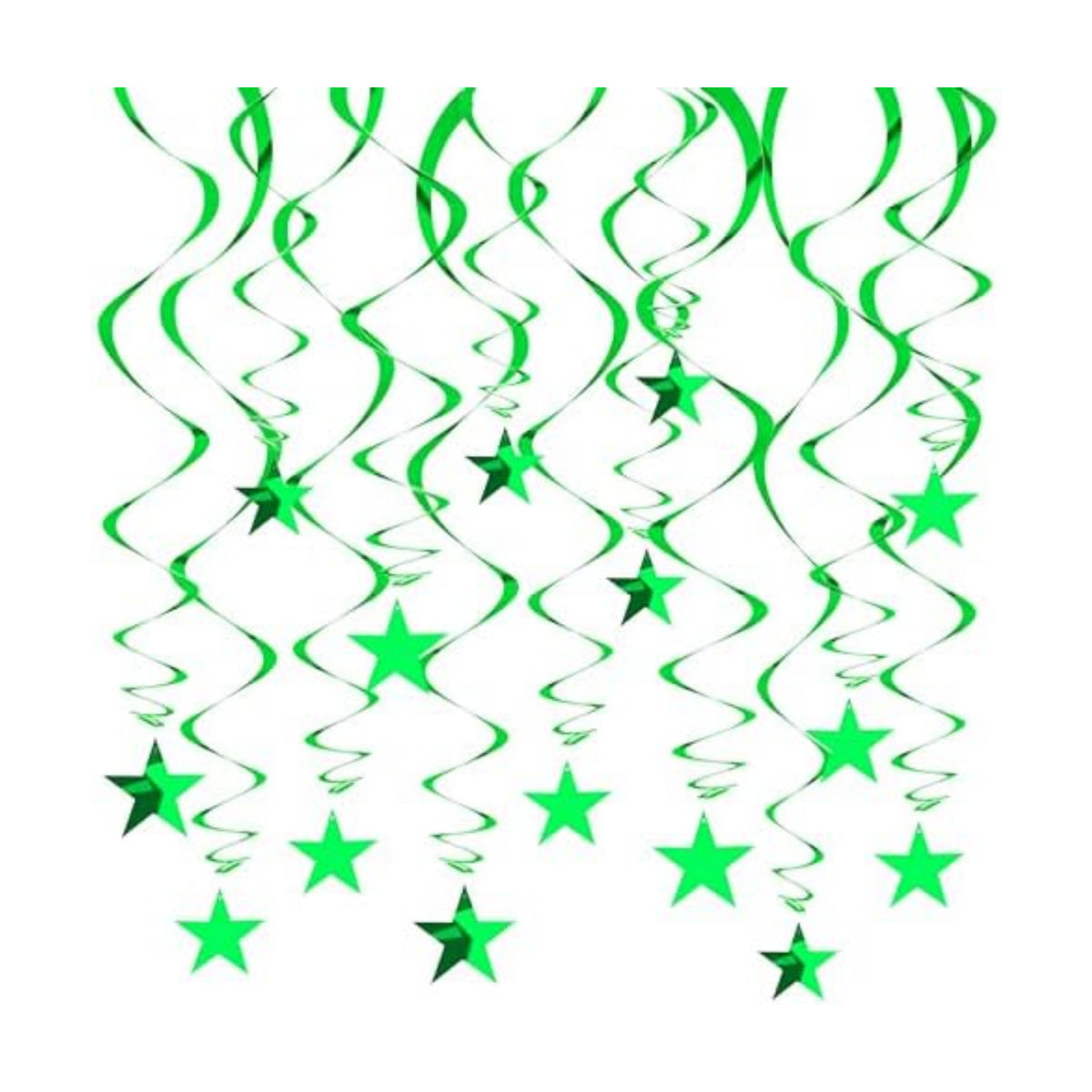 BEISHIDA Green Star Hanging Swirl Decorations,Hanging Gold Party Supplies for Graduation Wedding Baby Shower Decorations,Pack of 15