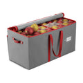 ZOBER Large Christmas Ornament Storage Box - Stores 128 3" Ornaments, With Dividers - Ornament Organizer Storage Box, Durable Christmas Containers Holder - Extra Pockets, Dual Zipper - Gray