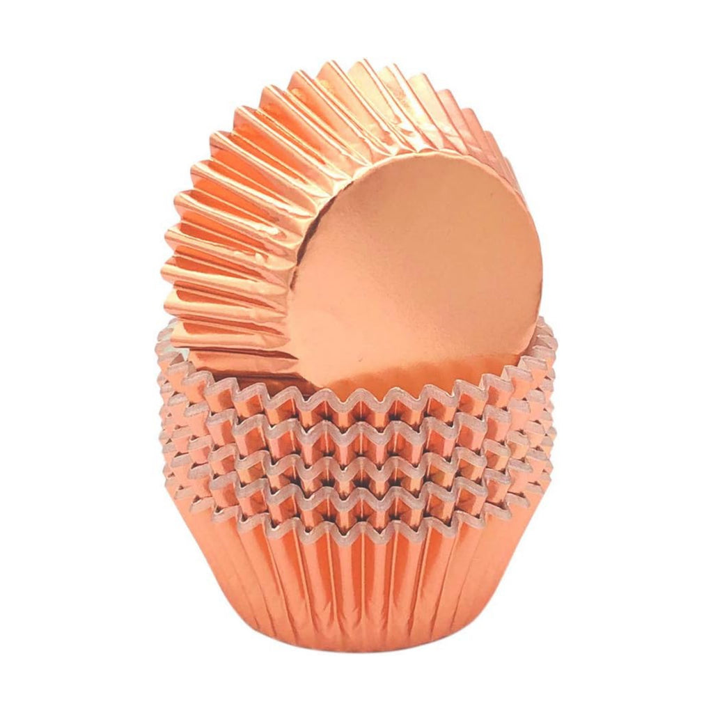 Sweet Rose Gold Foil Cupcake Liners Standard Baking Cups for Wedding, Party and More, 120-Count