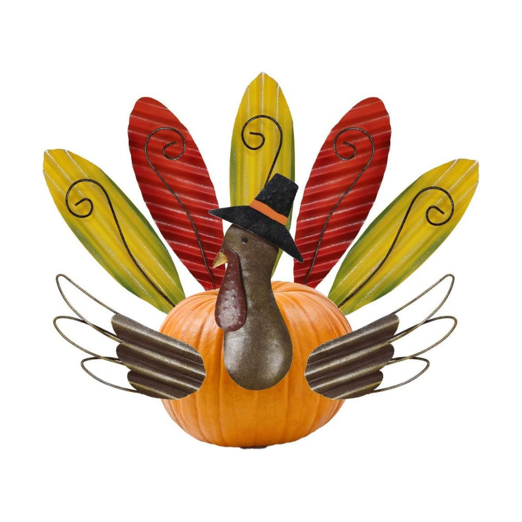 FORUP Pumpkin Turkey Making Kit, Metal Thanksgiving DIY Pumpkin, Poke into Pumpkin, Thanksgiving Pumpkin Decoration for Autumn Fall Thanksgiving Harvest Home Décor