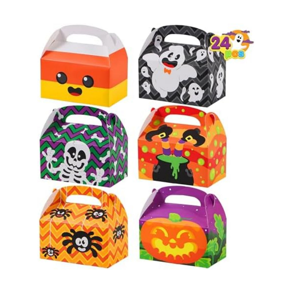 JOYIN 24 PCS Halloween Treat Boxes Candy Boxes, House Cardboard Goodie Bags, Cookies Candy Bags for Kids Children Trick or Treat, Holiday Pastries, Cupcakes, Party Favor Supplies, Decoration