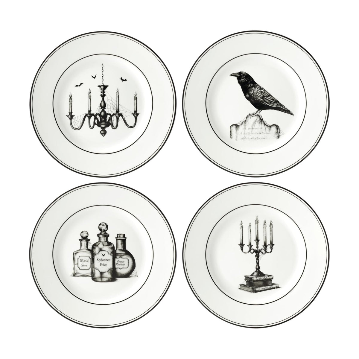 Lenox Vintage Halloween Porcelain Dessert Plates, Set of 4