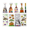 STEFORD Halloween Cellophane Bags,200PCS Clear Candy Cookie Treat Bags with 400 Piece Twist Ties for Halloween Party Favor Supplies