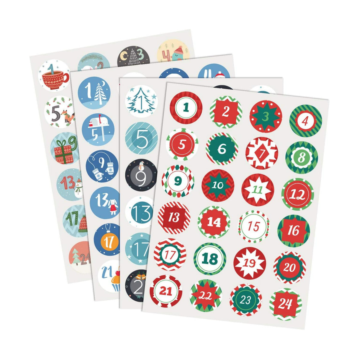 Naler 96PCS Christmas Advent Calendar Numbers Stickers