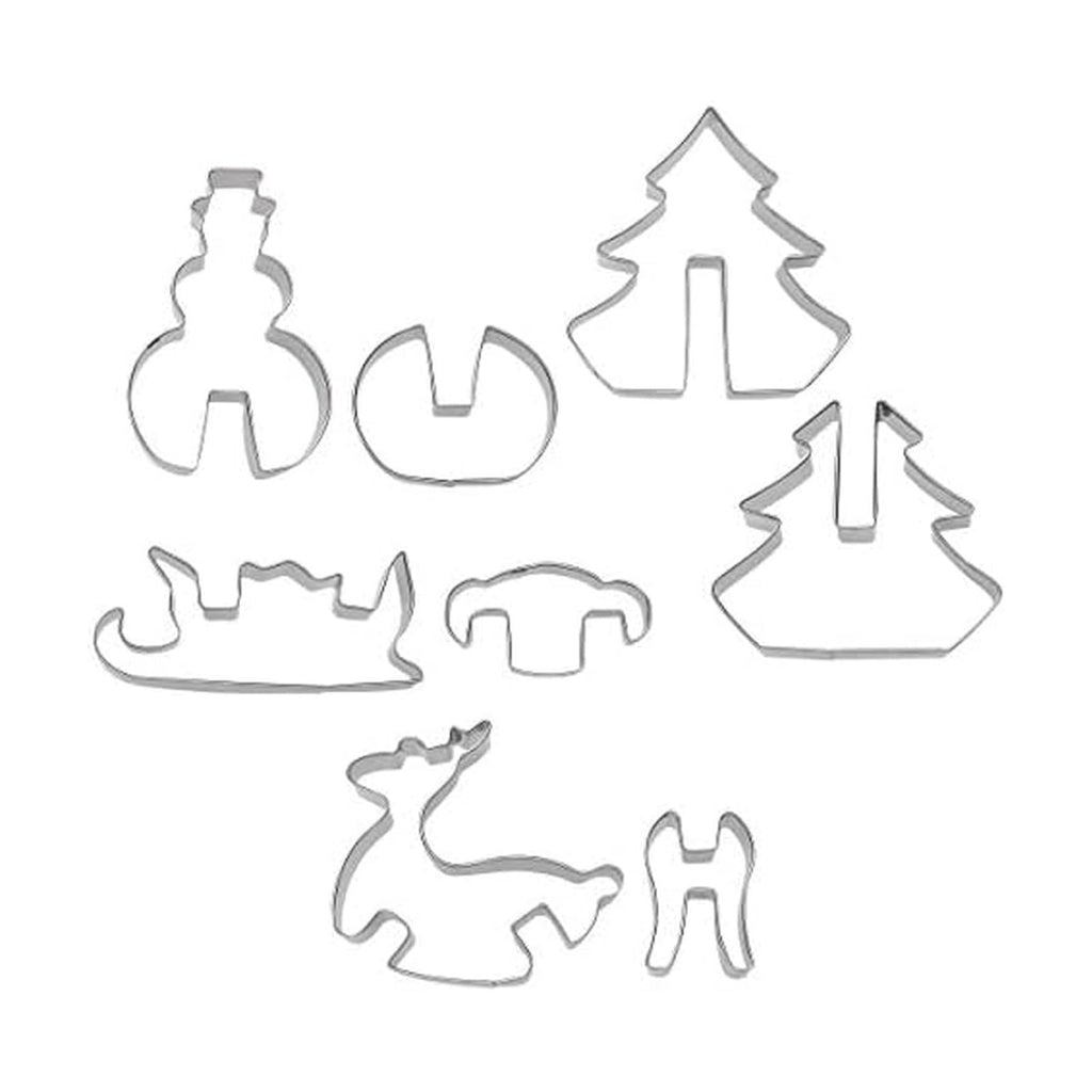 Chicago Metallic Christmas Tree 3D Cookie Cutter Set, 12-Piece, Silver