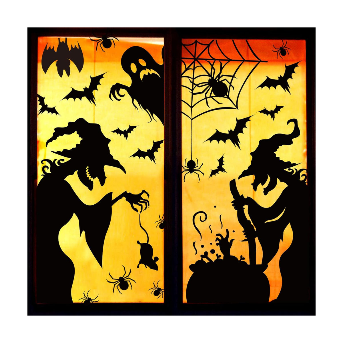Large Halloween Window Clings Decorations - Silhouette Decorations With Scary Witch Stickers for Windows