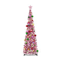 N&T NIETING Pop Up Christmas Tree with Lights & Ornaments, 5FT, Rose Gold