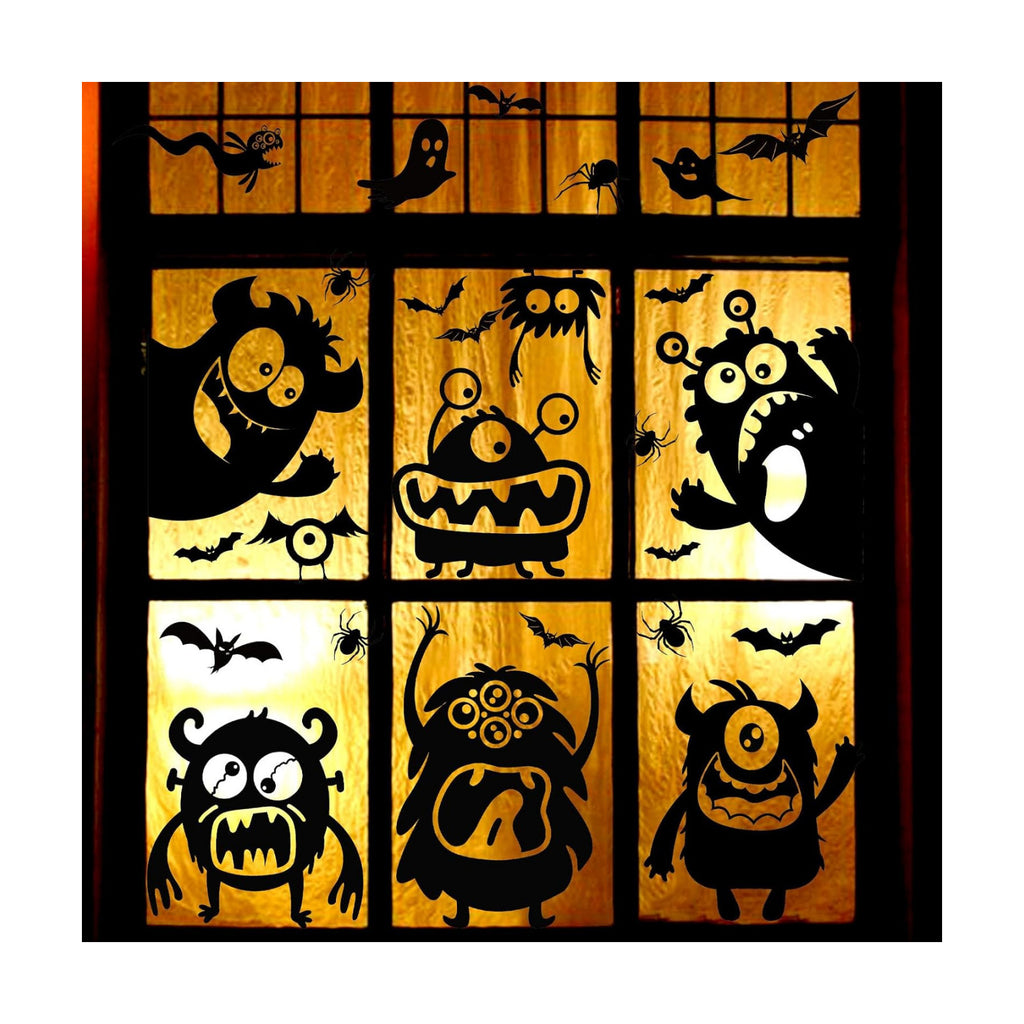 Halloween Window Silhouette Decorations - Cute Monster Silhouette Stickers