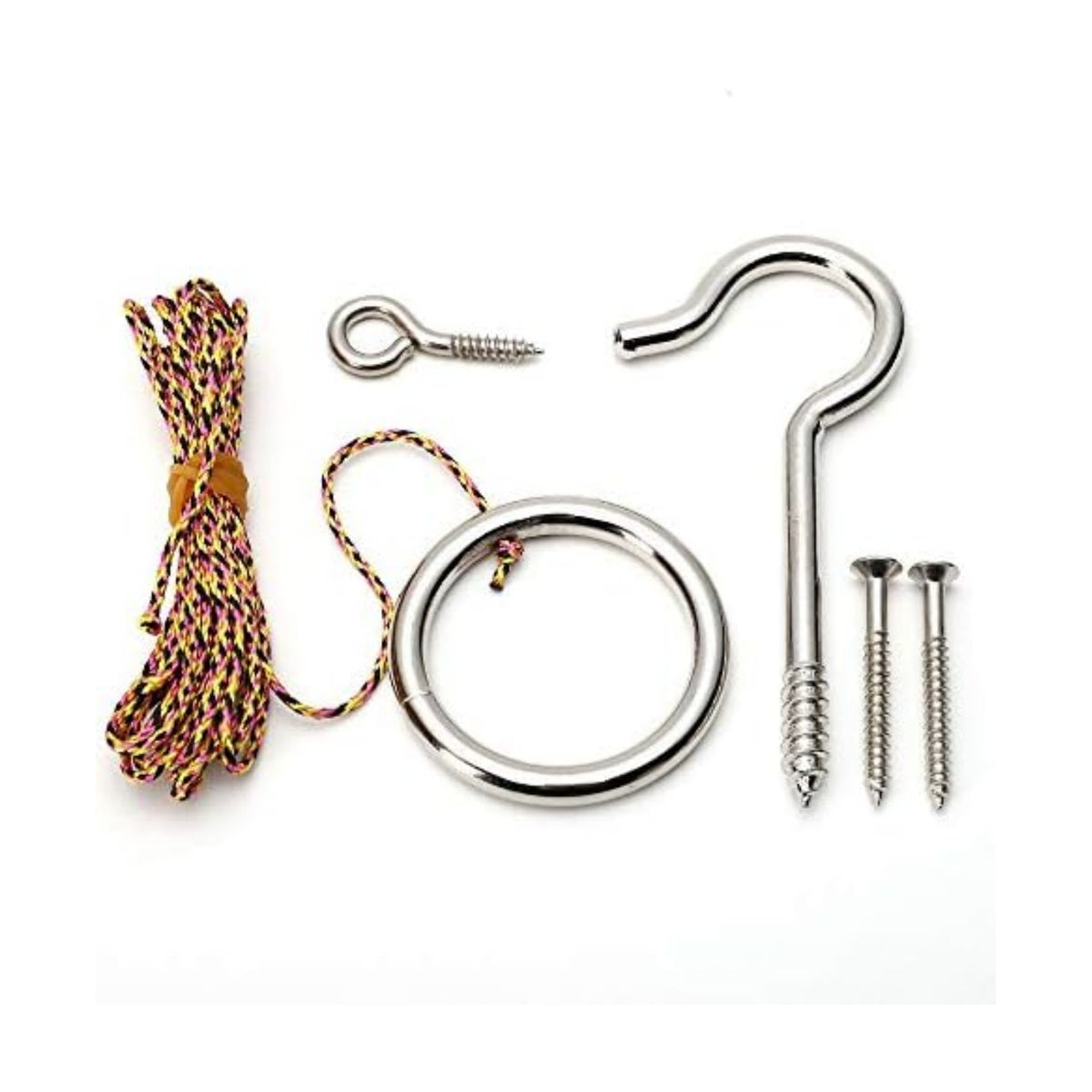 Hook and Ring Swing DIY Kit Heavy-Duty Hardware and String Ring Toss Game Indoor – Outdoor（Set-up Instruction Included）