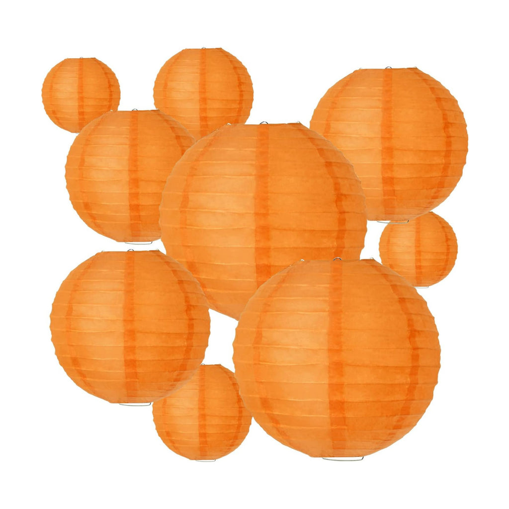 BEISHIDA Orange Paper Lanterns 10Pcs 4/6/8/10/12 Inch Round Chinese Lamp