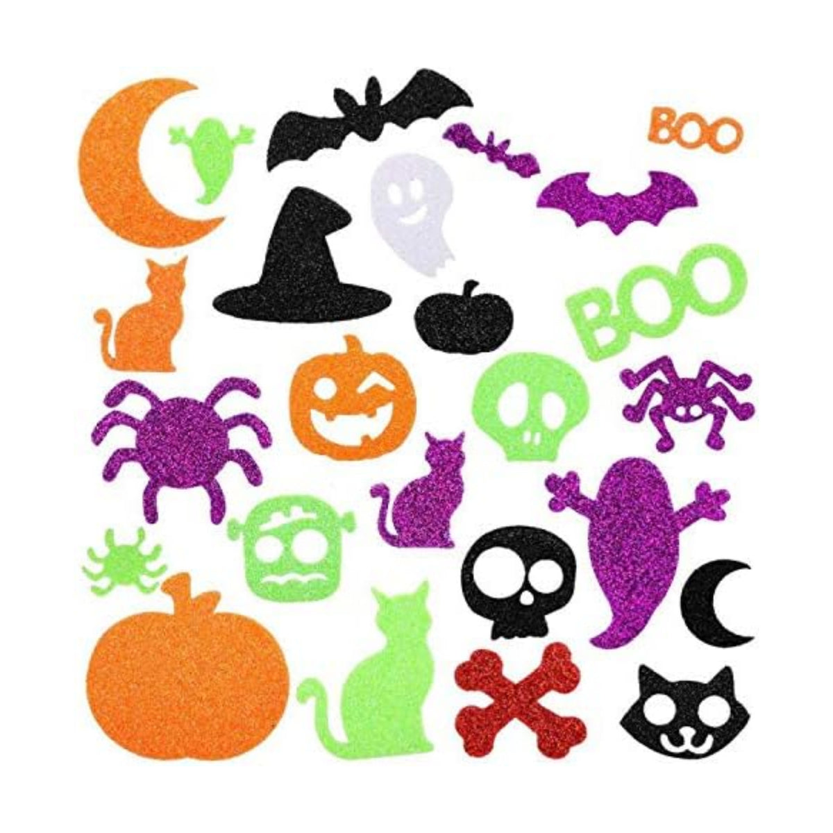 Halloween Foam Stickers, Glitter Halloween Stickers, Sparkle Self-Adhesive Pumpkin Ghost Shape Puffy Stickers for Halloween Party Supplies Decorations