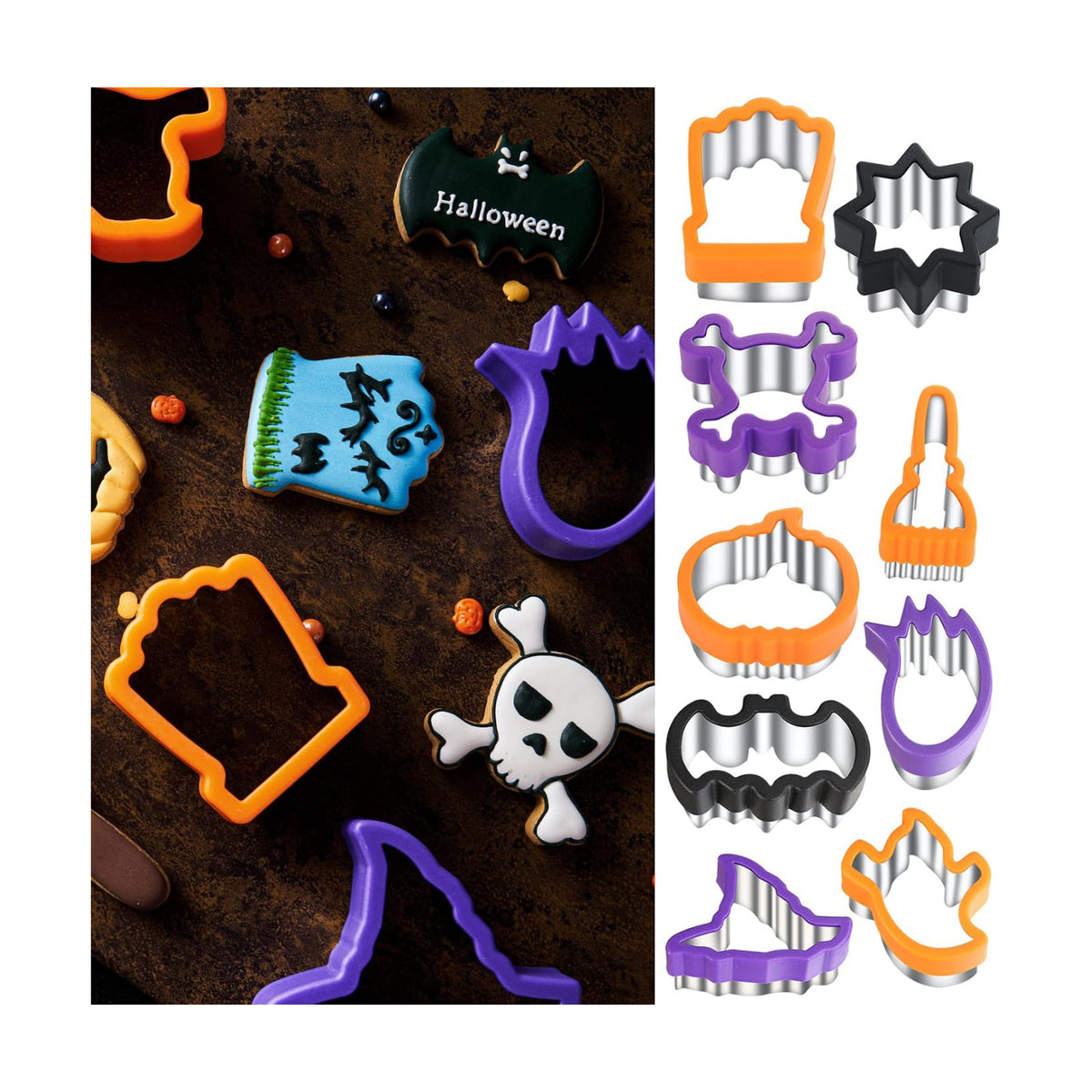 ETERSION Halloween Cookie Cutters, Stainless Steel, 9 Shapes 2-3 Inch