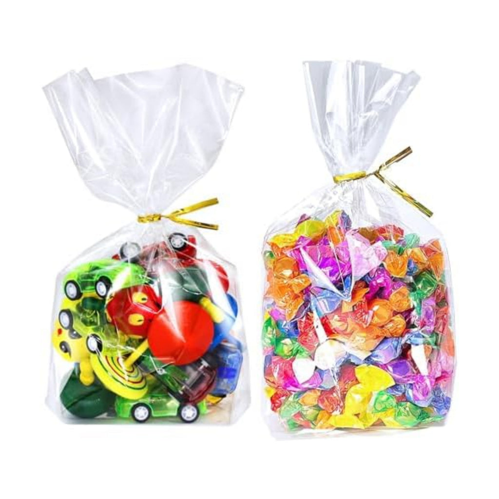 PigPotParty Cellophane Treat Bags 6x9 Inch, 100 Pack, Clear Goodie Bags