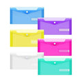 Sooez 24 Pack Plastic Pencil Pouch, Clear Poly Envelopes File Bill Bag with Label Pocket, Plastic Pencil Case Bulk for A6 Size Files Money Envelopes for Cash Storage, Teacher School Office Supplies