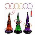 10PCS Halloween Games Inflatable Witch Hat Ring Toss Game, Halloween Games Party Favors with 6 Rings and Pump Decorations Gifts