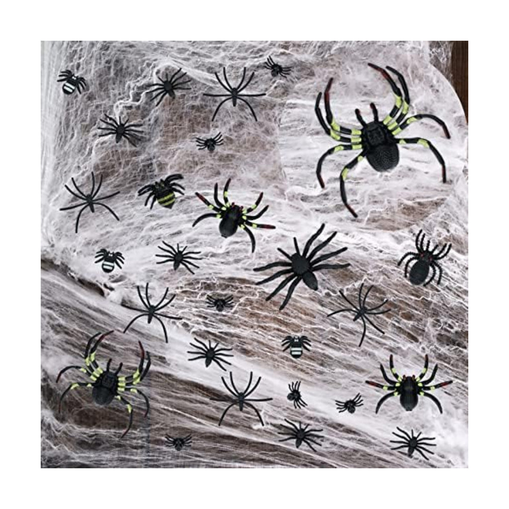 1000 sqft Spider Webs Halloween Decorations with 77 Fake Spiders