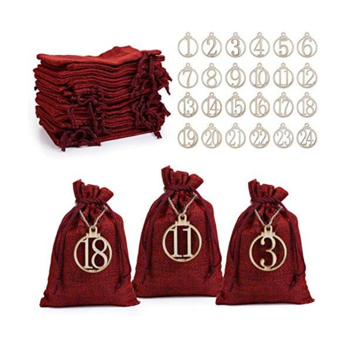 LIHAO 24 Days Advent Calendar 2026 Christmas Drawstring Gift Bag Pouches