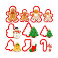 Christmas Cookie Cutter Set - 10 Piece Plastic Gingerbread Man*4, Christmas Tree*2, Beckoning Snowman*1, Bell*1, Christmas Stocking*1, Candy Cane*1, for Biscuit, Fondant