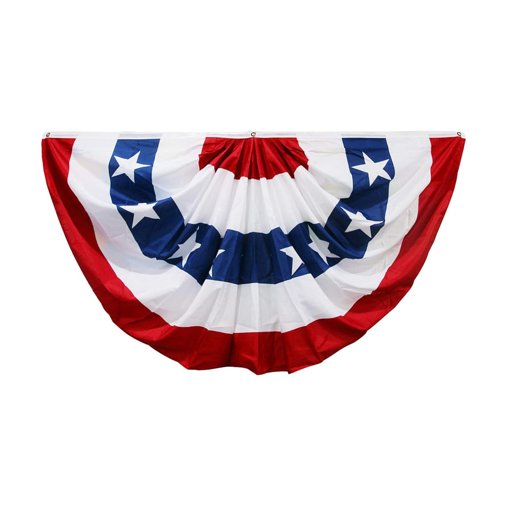 HOOSUN 4th Of July Decorations,American Flag Bunting for Outside,3x6 Ft Fourth of July Bunting Patriotic Memorial Day Decor,Red White and Blue USA Flag Pleated Fan Flag,American Flag Banners for Porch