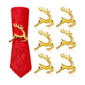 WILLBOND 6 Pcs Reindeer Napkin Rings for Christmas Table Decor, Gold
