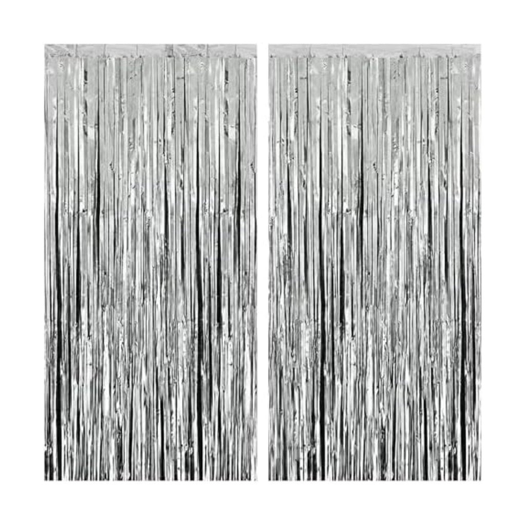KatchOn 2Pcs Silver Fringe Backdrop 3.25x8ft Bachelorette Party Decorations