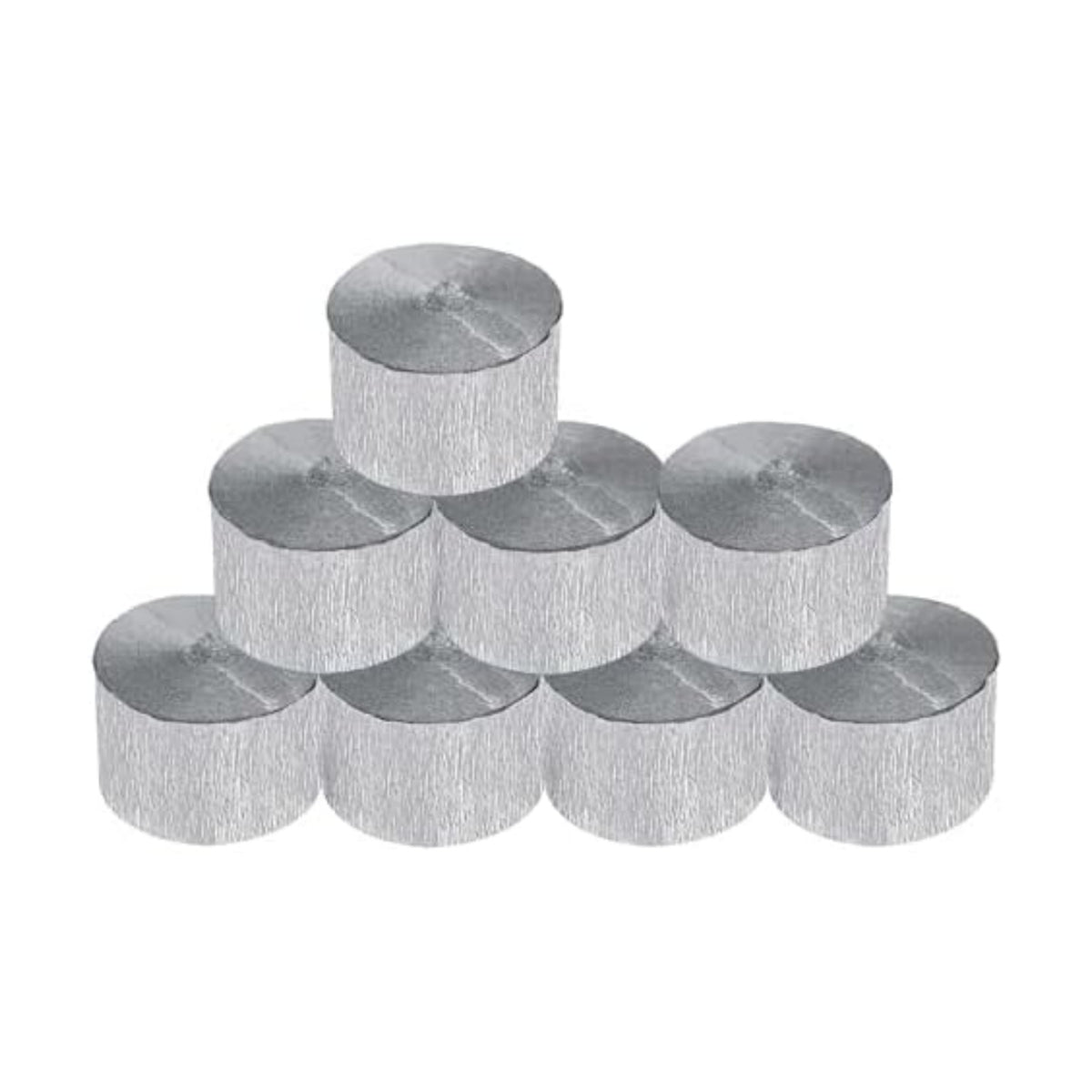8 Rolls Silver Crepe Paper Streamers, Wedding Birthday Baby Shower Christmas New Year Party Decoration, Graduation, 4th of July, Rainbow DIY Supplies, Living Room Bedroom Decor