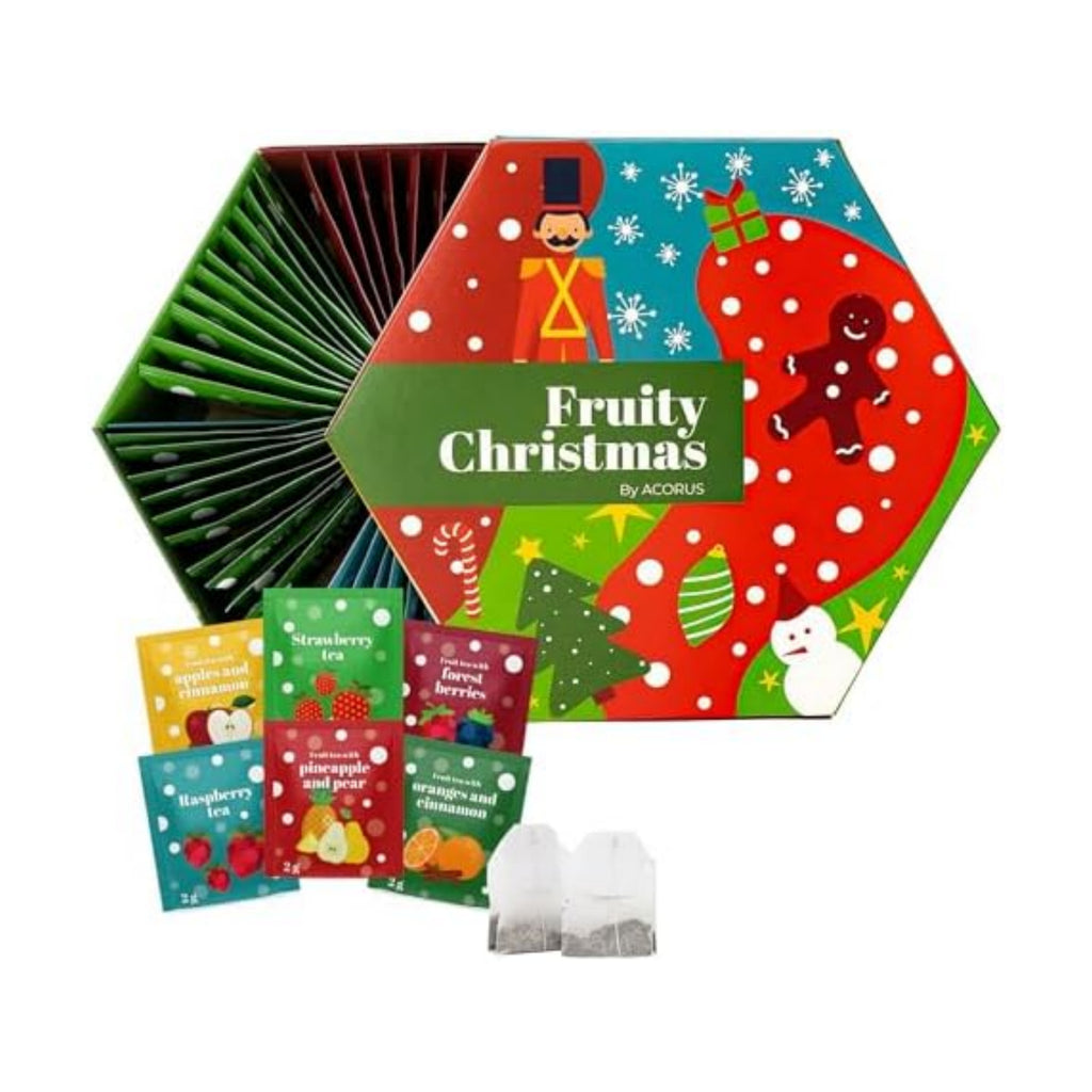 ACORUS Fruity Christmas Tea Set, Fruit Tea Gift Set, 60 Assorted Tea Bags Variety Pack, Fruit Tea Sampler, Specialty Tea Bags Individually Wrapped, Tea Gifts for Women, Men, Tea Lovers