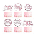 6-Pack Rose Gold Birthday Cake Topper Set, Double-Sided Glitter, Acrylic Happy Birthday Sign Cake Toppers/Cupcake Toppers, Party Decorations Supplies for Girls and Mom.