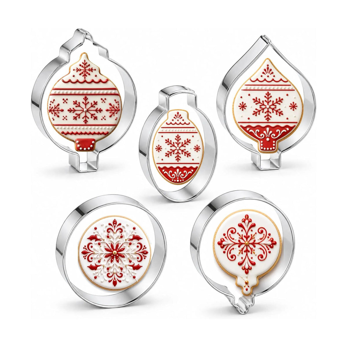 Christmas Cookie Cutters Set, 5Pcs Stainless Steel Ornament Cookie Cutter