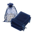 HRX Package 100pcs Organza Gift Bags Navy Blue, 4 x 6 inch Mesh Jewelry Pouches Drawstring Party Favor Bags for Small Sample Christmas Candy
