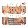 JOYIN 48 PCS Christmas Kraft Bags, Presents Wrapping Goody Treat Candy Bags with Handle Xmas Characters for Christmas Party Favors, Gift Giving, Holidays Decorations, Xmas Treat (7" x 9" x 3.5 ")