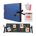 11.5 x 8.5 Inch Scrapbook Album with 15 Metallic Markers,Blue (40 Sheets) ﻿