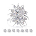 ZeeDix Christmas Flower Napkin Rings Set of 8, Silver Lotus Elegant Rhinestone Napkin Ring Serviette Buckles Holder for Wedding Birthday Christmas Holiday Party Home Kitchen Dinner Table Decoration