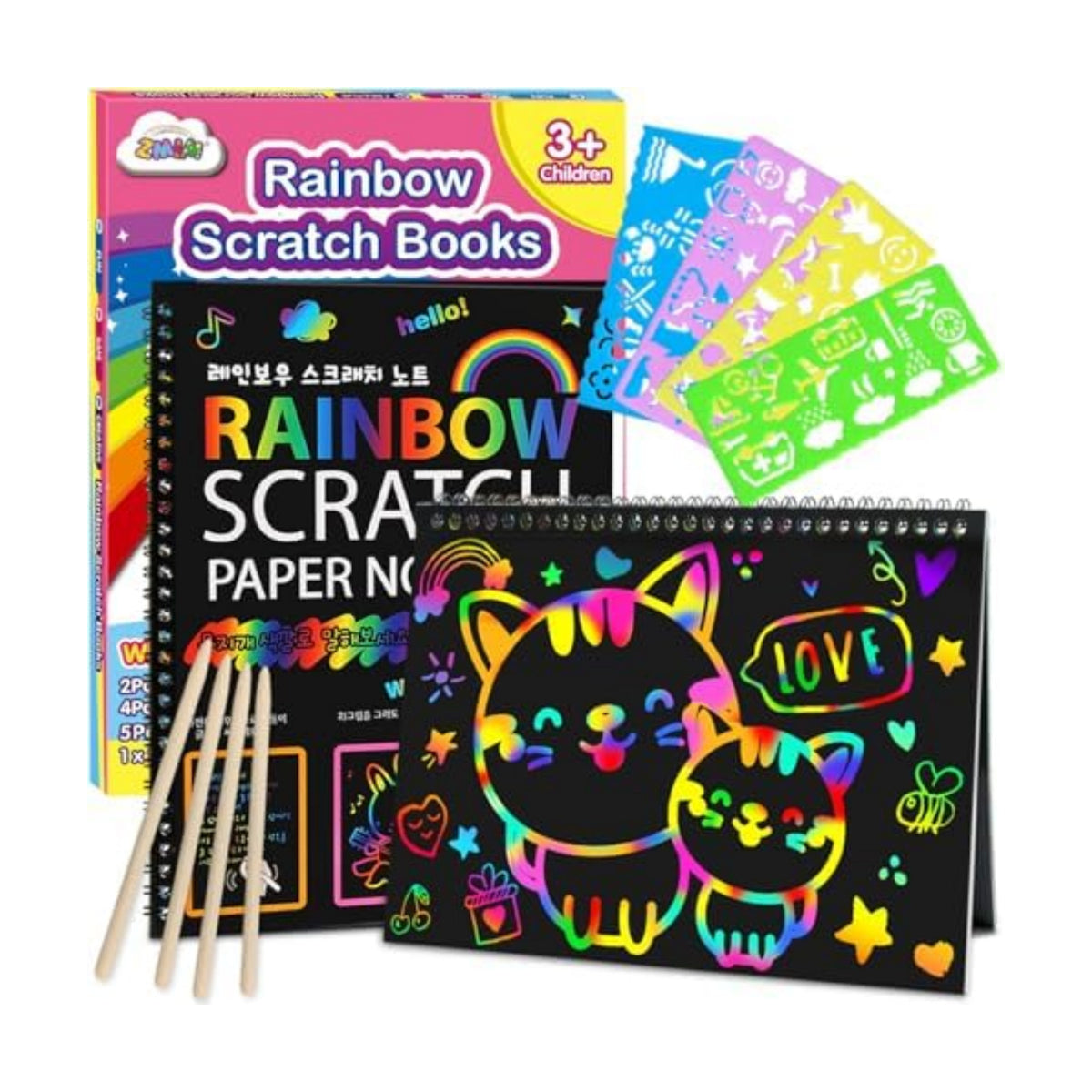 ZMLM Scratch Paper Art-Crafts Gift: 2 Pack Rainbow Notebooks Supplies Toys