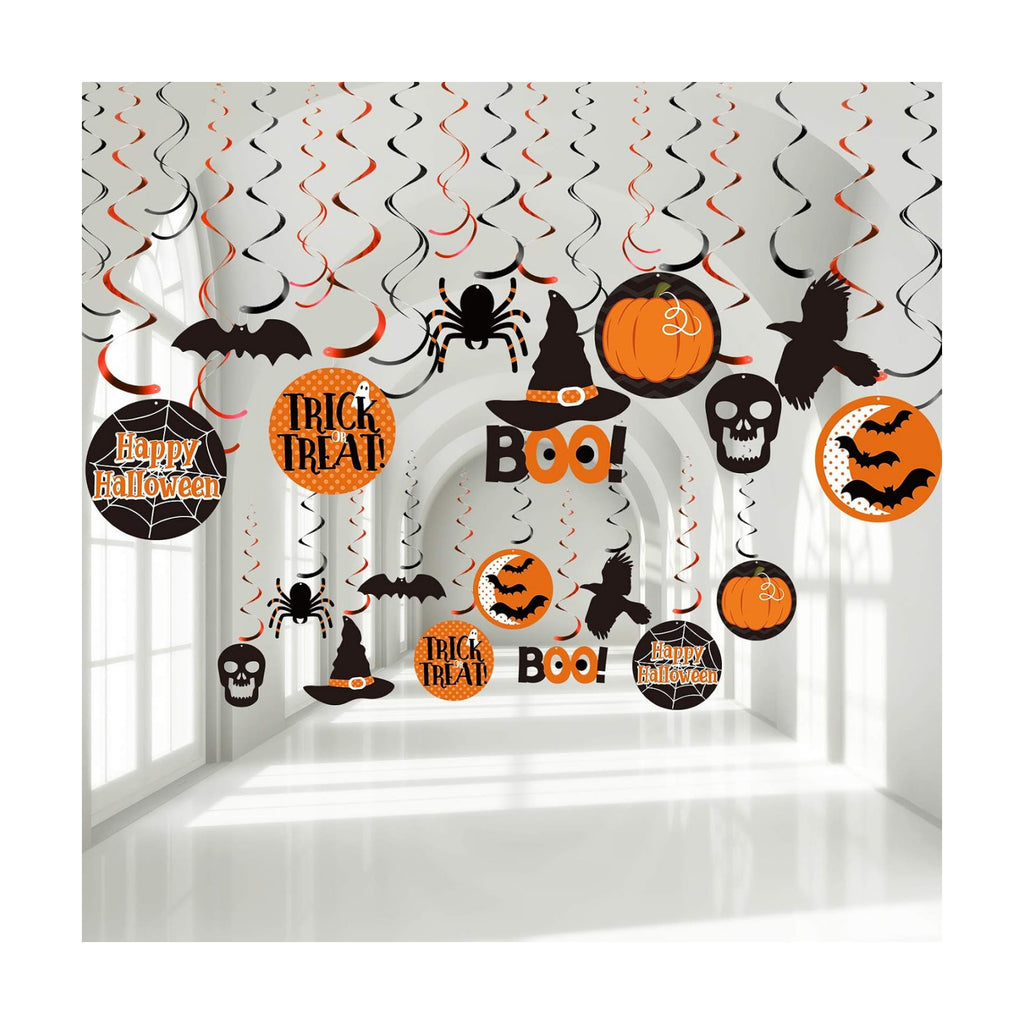 Blulu 50 Pcs Halloween Decorations Hanging Swirl Happy Halloween Decor