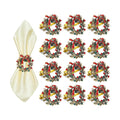 ZeeDix Christmas Wreath Napkin Rings Set of 12, Holiday Rhinestone Christmas Napkin Ring Holders for Cloth Napkins, Napkin Buckle for Thanksgiving Holiday Dinner Table Decor