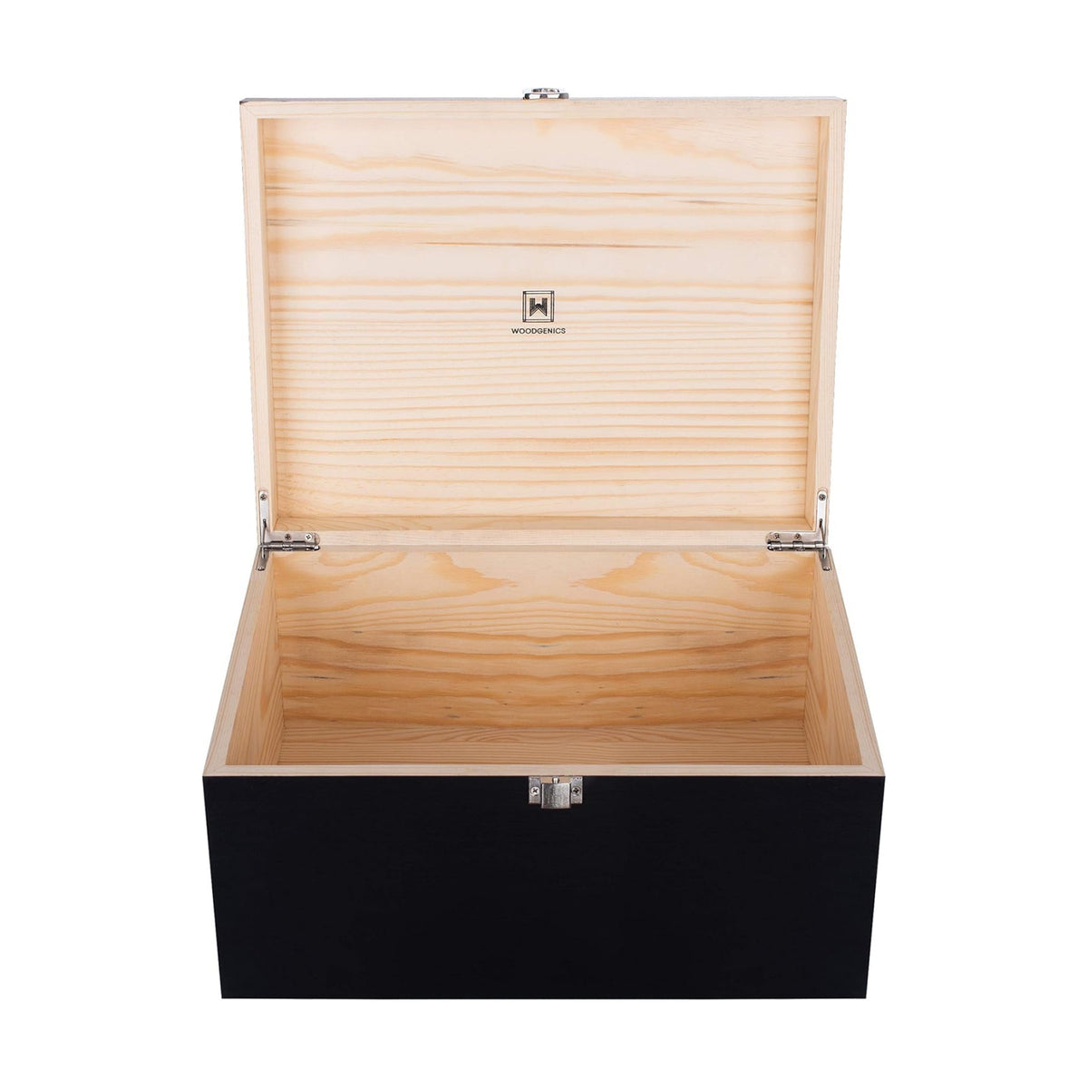 Large Wooden Storage Memory Gift Decorative Box with Hinged Lid (Black)