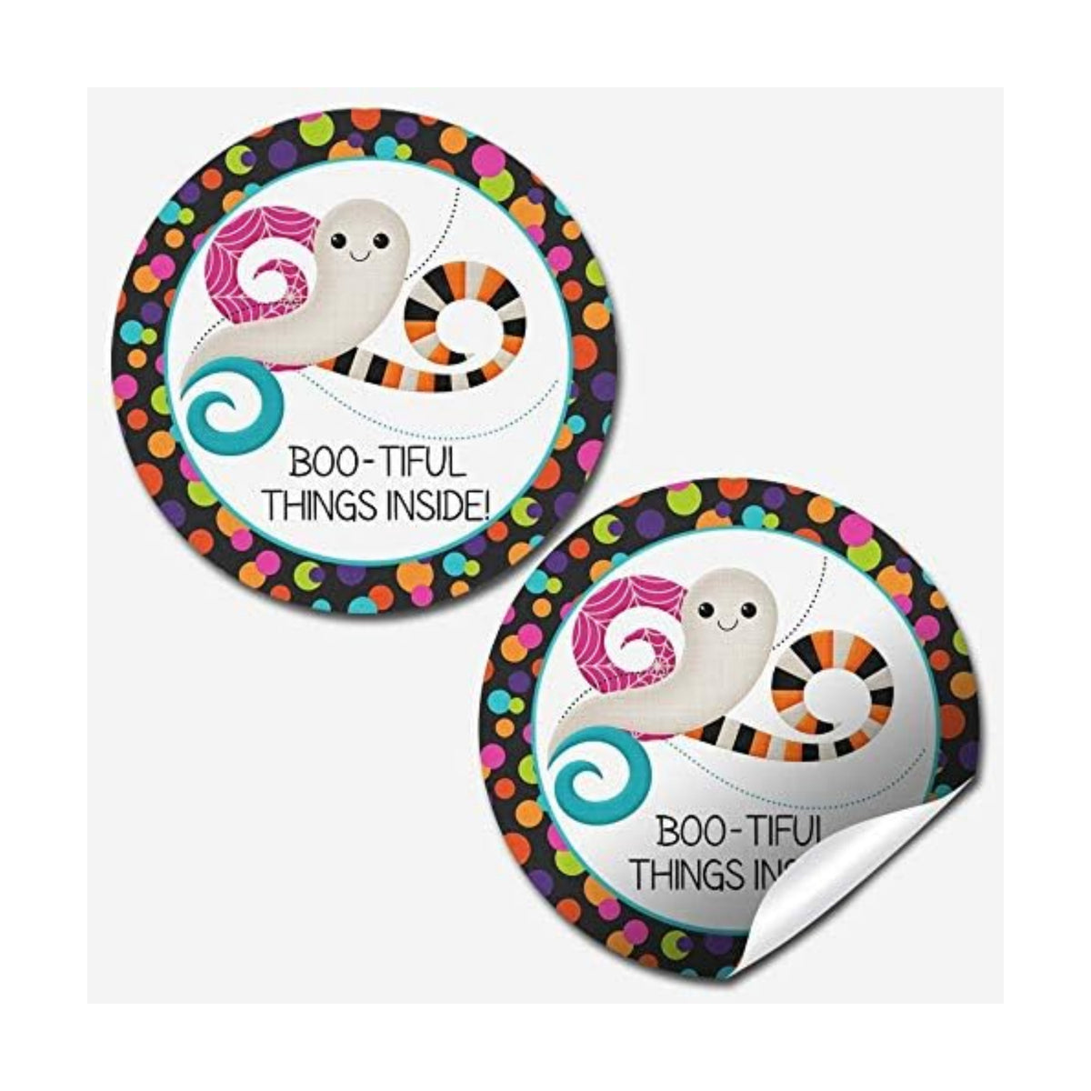 Ghost Thank You Stickers, Halloween Thank You Stickers, 60 Pack 1.5 Inch Round Customer Appreciation Labels for Small Business Orders, Boxes, Bags & Envelopes by Amanda Creation, Ghost Theme