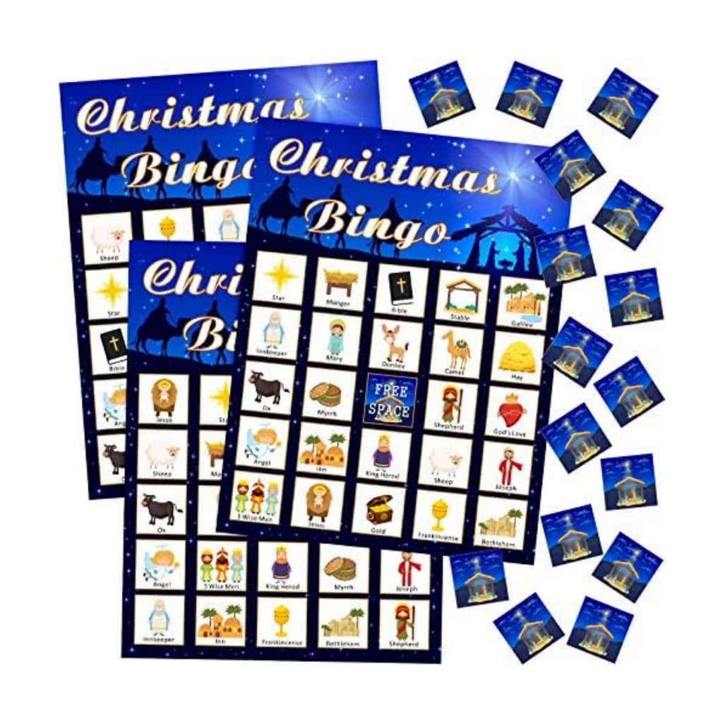 Skylety Religious Christmas Nativity Bingo Game Christmas Nativity Bingo Cards 24 Players for Religious Party Game Family Xmas Party Activities