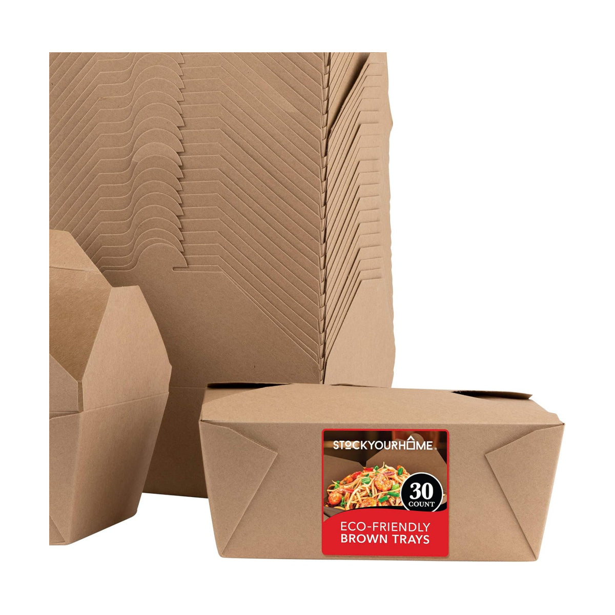 Microwavable Kraft Brown Take Out Boxes 112 oz (30 Pack) Disposable Food Containers - Recyclable Cardboard Lunch Box - Take Out Containers Disposable - to Go Boxes for Restaurants, Delivery, Catering