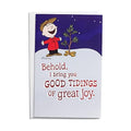 DaySpring - Peanuts - Good Tidings Great Joy - 50 Bulk Christmas Cards, KJV (J4792), Multi