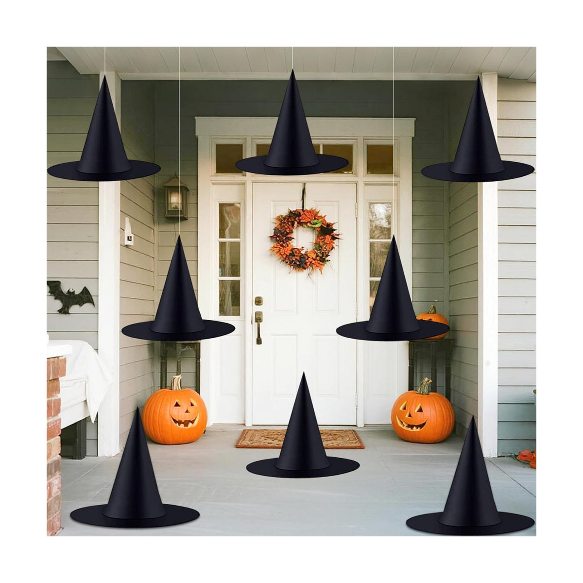 ZeeDix 8 PCS Halloween Hanging Witch Hats for Indoor Floating Decorations